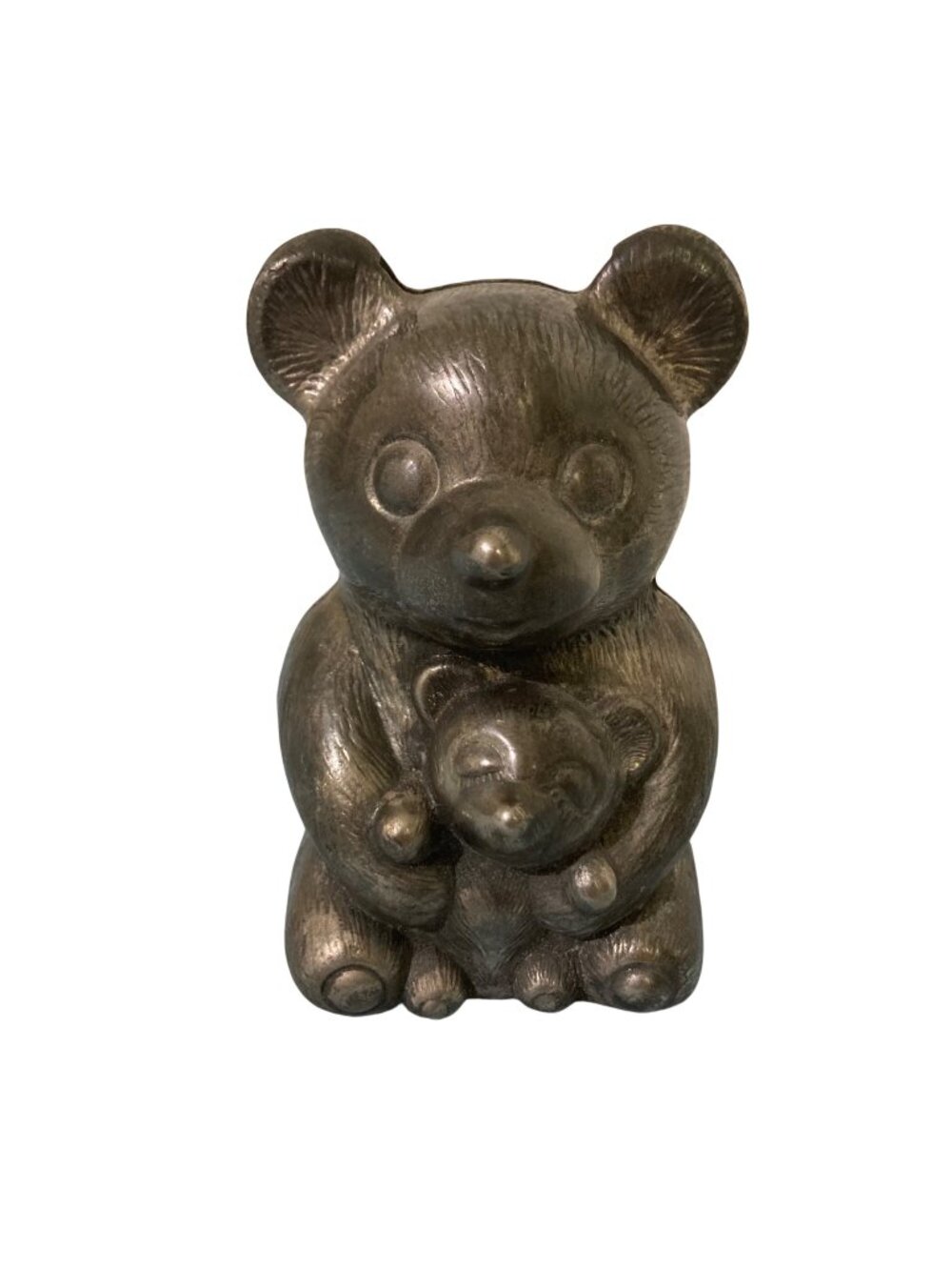 Leonard Silver Plated Vintage Mama Bear And Cub Coin Bank Italy